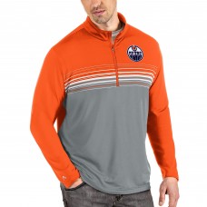Edmonton Oilers Antigua Pace Quarter-Zip Pullover Top - Orange/Gray