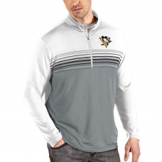 Pittsburgh Penguins Antigua Pace Quarter-Zip Pullover Top - White/Gray