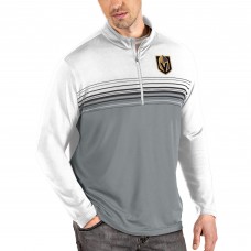 Vegas Golden Knights Antigua Pace Quarter-Zip Pullover Top - White/Gray
