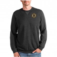 Boston Bruins Antigua Reward Crewneck Pullover Sweatshirt - Heathered Black