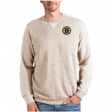 Boston Bruins Antigua Reward Crewneck Pullover Sweatshirt - Oatmeal