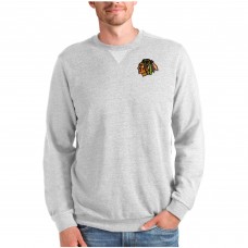 Chicago Blackhawks Antigua Reward Crewneck Pullover Sweatshirt - Heathered Gray