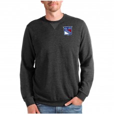 New York Rangers Antigua Reward Crewneck Pullover Sweatshirt - Heathered Black