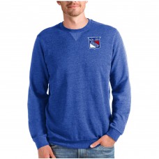 New York Rangers Antigua Reward Crewneck Pullover Sweatshirt - Heathered Royal