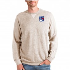 New York Rangers Antigua Reward Crewneck Pullover Sweatshirt - Oatmeal