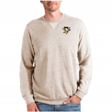 Pittsburgh Penguins Antigua Reward Crewneck Pullover Sweatshirt - Oatmeal