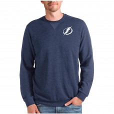 Tampa Bay Lightning Antigua Reward Crewneck Pullover Sweatshirt - Heathered Navy