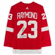 Autographed Detroit Red Wings Lucas Raymond Fanatics Authentic Red adidas Authentic Jersey with NHL Debut 10/14/21 Inscription