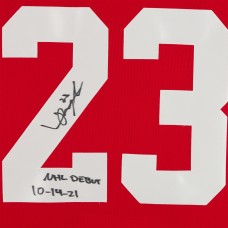Autographed Detroit Red Wings Lucas Raymond Fanatics Authentic Red adidas Authentic Jersey with NHL Debut 10/14/21 Inscription