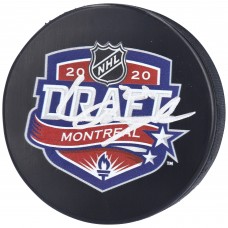 Lucas Raymond Detroit Red Wings Fanatics Authentic Autographed 2020 NHL Draft Logo Hockey Puck