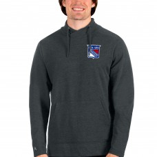 New York Rangers Antigua Team Reward Crossover Neckline Pullover Sweatshirt - Heathered Charcoal