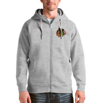 Толстовка на молнии Chicago Blackhawks Antigua Logo Victory - Heathered Gray