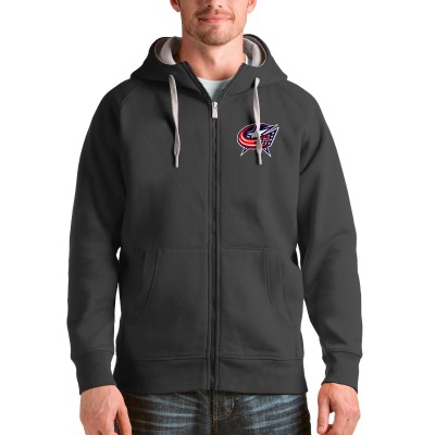 Толстовка на молнии Columbus Blue Jackets Antigua Logo Victory - Charcoal - оригинальная атрибутика Коламбус Блю Джекетс