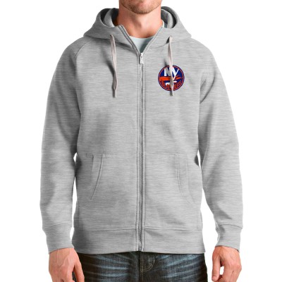 Толстовка на молнии New York Islanders Antigua Logo Victory - Heathered Gray