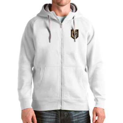Vegas Golden Knights Antigua White Logo Victory Full-Zip Hoodie