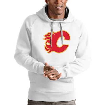 Толстовка с капюшоном Calgary Flames Antigua Logo Victory - White - оригинальные толстовки Калгари Флэймз