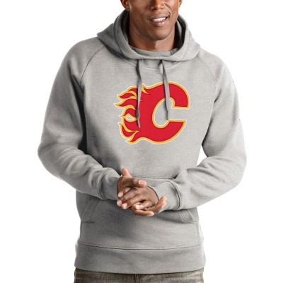 Толстовка Calgary Flames Antigua Logo Victory - Heathered Gray