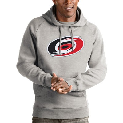 Carolina Hurricanes Antigua Heathered Gray Logo Victory Pullover Hoodie