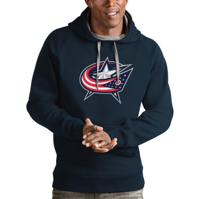 Толстовка с капюшоном Columbus Blue Jackets Antigua Logo Victory - Navy - оригинальные толстовки Коламбус Блю Джекетс