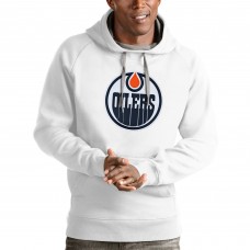 Edmonton Oilers Antigua Logo Victory Pullover Hoodie - White