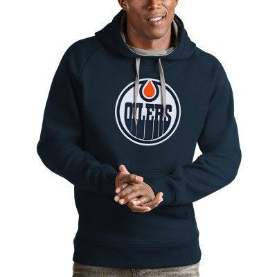 Толстовка с капюшоном Edmonton Oilers Antigua Logo Victory - Navy - оригинальные толстовки Эдмонтон Ойлерз
