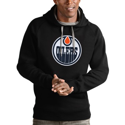 Толстовка с капюшоном Edmonton Oilers Antigua Logo Victory - Black - оригинальные толстовки Эдмонтон Ойлерз