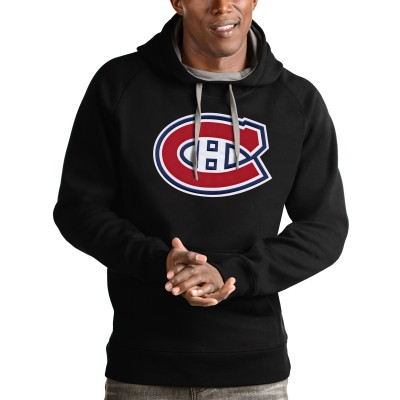 Толстовка с капюшоном Montreal Canadiens Antigua Logo Victory - Black - оригинальные толстовки Монреаль Канадиенс