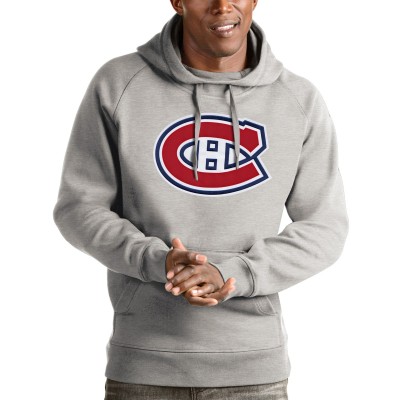 Толстовка с капюшоном Montreal Canadiens Antigua Logo Victory - Heathered Gray - оригинальные толстовки Монреаль Канадиенс