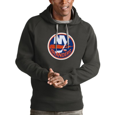 Толстовка с капюшоном New York Islanders Antigua Logo Victory - Charcoal