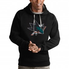 San Jose Sharks Antigua Black Logo Victory Pullover Hoodie San Jose Sharks Antigua Black Logo Victory Pullover Hoodie