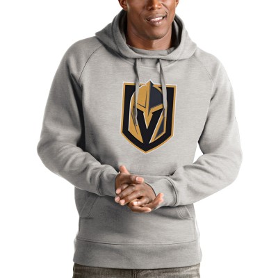Vegas Golden Knights Antigua Heathered Gray Logo Victory Pullover Hoodie