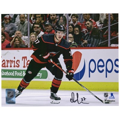 Autographed Carolina Hurricanes Andrei Svechnikov Fanatics Authentic 8 x 10 Black Skating Photograph