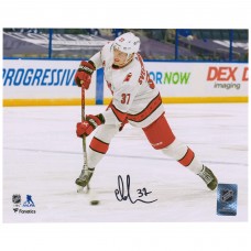 Autographed Carolina Hurricanes Andrei Svechnikov Fanatics Authentic 8 x 10 White Shooting Photograph