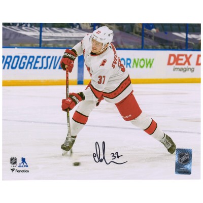 Autographed Carolina Hurricanes Andrei Svechnikov Fanatics Authentic 8 x 10 White Shooting Photograph