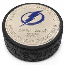 Шайба Tampa Bay Lightning 3-Time Stanley Cup Champions Medallion Stanley Cup Collection