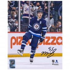 Autographed Winnipeg Jets Mark Scheifele Fanatics Authentic 8 x 10 Navy Jersey Celebration Photograph