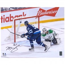 Autographed Winnipeg Jets Mark Scheifele Fanatics Authentic 16 x 20 Navy Jersey Goal Photograph