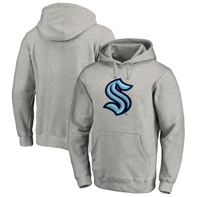 Seattle Kraken Heathered Gray Primary Logo Pullover Hoodie