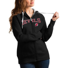 Женская толстовка New Jersey Devils Antigua Black Wordmark Victory Full-Zip