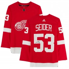 Autographed Detroit Red Wings Moritz Seider Fanatics Authentic Red adidas Authentic Jersey