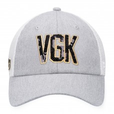 Vegas Golden Knights Womens Iconic Glimmer Trucker Snapback Hat - Heather Gray/White