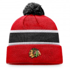 Chicago Blackhawks Breakaway Cuffed Knit Hat with Pom - Red/Black