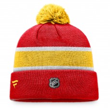 Calgary Flames Breakaway Cuffed Knit Hat with Pom - Red/Yellow