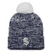 Женская Шапка с помпоном Seattle Kraken Fanatics Deep Sea Blue Glimmer Cuffed
