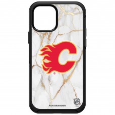 Calgary Flames OtterBox iPhone White Marble Slate Case - Black