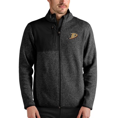 Anaheim Ducks Antigua Fortune Full-Zip Jacket - Heathered Black - оригинальная атрибутика Анахайм Дакс