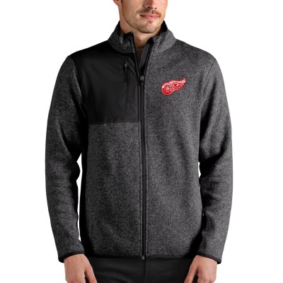Detroit Red Wings Antigua Fortune Full-Zip Jacket - Heathered Charcoal - оригинальная атрибутика Детройт Ред Уингз