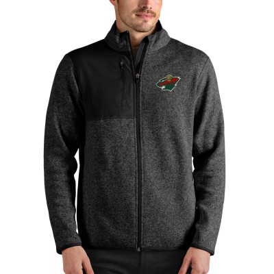 Minnesota Wild Antigua Fortune Full-Zip Jacket - Heathered Black - оригинальная атрибутика Миннесота Уайлд