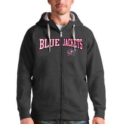 Толстовка на молнии Columbus Blue Jackets Antigua Wordmark Victory - Charcoal - оригинальные толстовки Коламбус Блю Джекетс