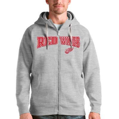 Толстовка на молнии Detroit Red Wings Antigua Wordmark Victory - Heathered Gray - оригинальные толстовки Детройт Ред Уингз